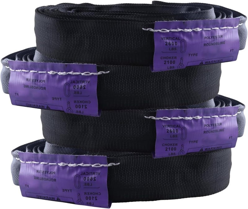 runner deer Black Spanset 6FT Round Sling 4 Pack 2,600 lb. Vertical Capacity, 5,200 lbs Basket Polyester Lifting Strap Aerial Hoop Strage Light Video Heavy Duty(Puple -Vertical Capacity 2,600 lbs, 6FT) - Image 1